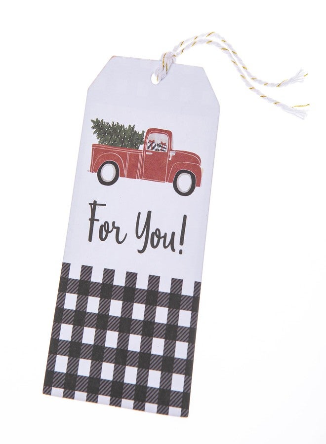 جرافيك بطاقات هدايا فردية بتصميم شاحنة مربعة (16 بطاقة، 2.5 بوصة × 5 بوصات) - تتضمن خيط خباز، مزينة ببريق شفاف، مثالية لتخصيص أكياس الهدايا والهدايا الموسمية. - Image 4